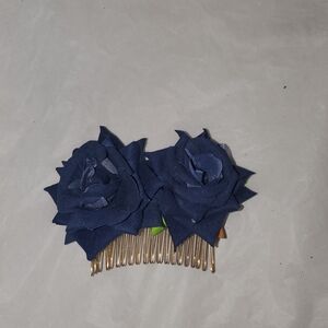 Elegant Navy Blue Rose Hair Comb
